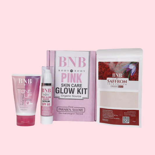 BNB Pink Glow Kit ( Toneup Facewash + Saffron Mask + Pink Glow Sunscreen Spf 60 )